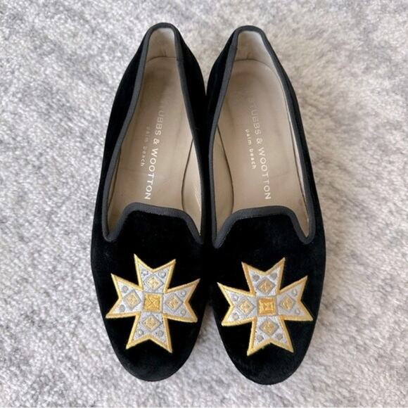 Stubbs & Wootton Embroidered Velvet Flats Size 6.5 - Picture 11 of 12